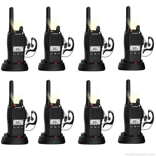8li Baofeng E88 Ekranlı Pmr 446 El Telsizi Yeni Tasarım Type-c Şarjlı Kulaklık Hediyeli Set
