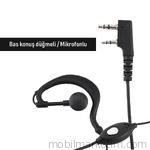 Bas Konuş Mikrofonlu PMR 446 Telsiz Kulaklığı Siyah K Tip 2 Pin 3.5mm x 2.5mm
