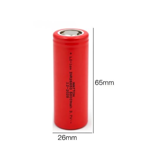 Watton INR 26650 Şarjlı Pil 5000mAh 3.7V Li-ion | Yüksek Kapasiteli El Feneri Projektör Pili Kırmızı